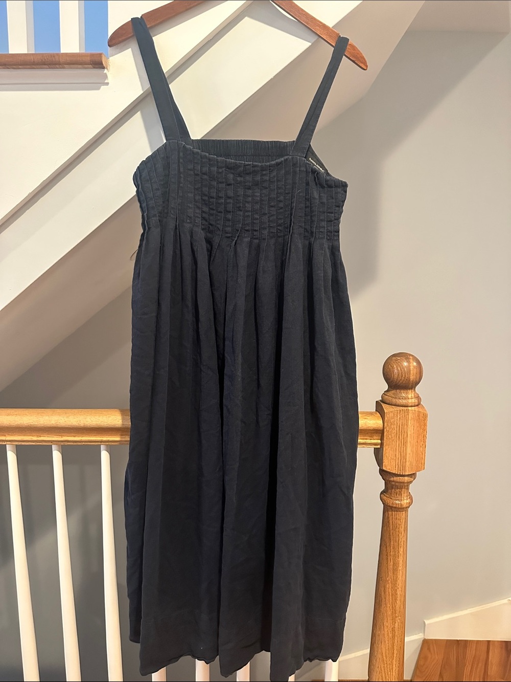 Banana republic navy linen Midi Sundress with Smocked Bodice size S